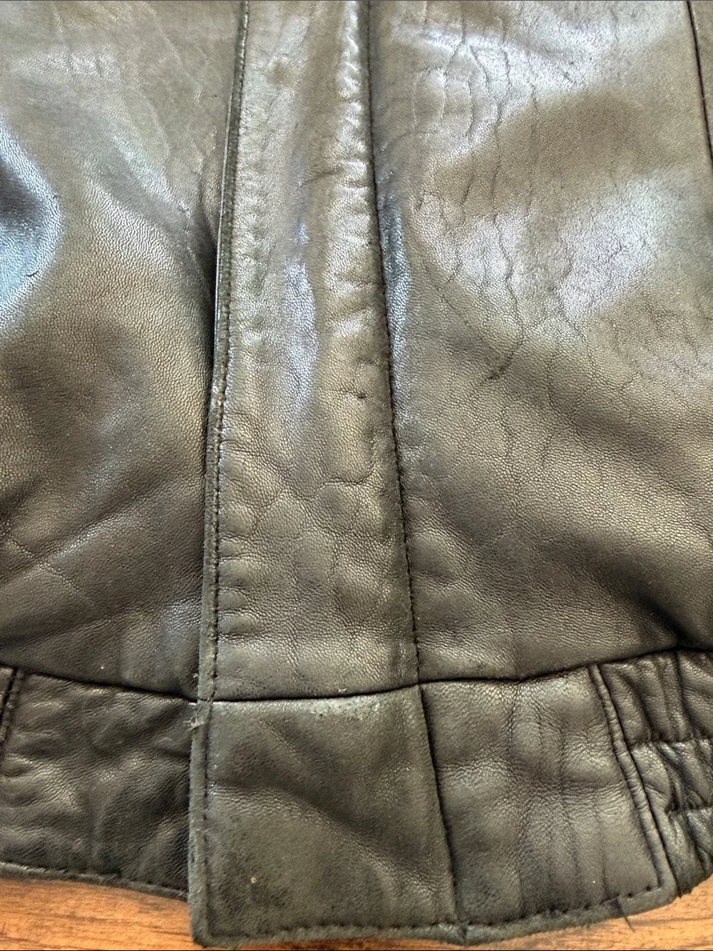 Alfani Black Leather Bomber Jacket with Snap Collar